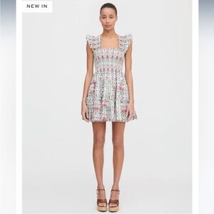 Hill House Floral Ruffle Dress - Pink and White